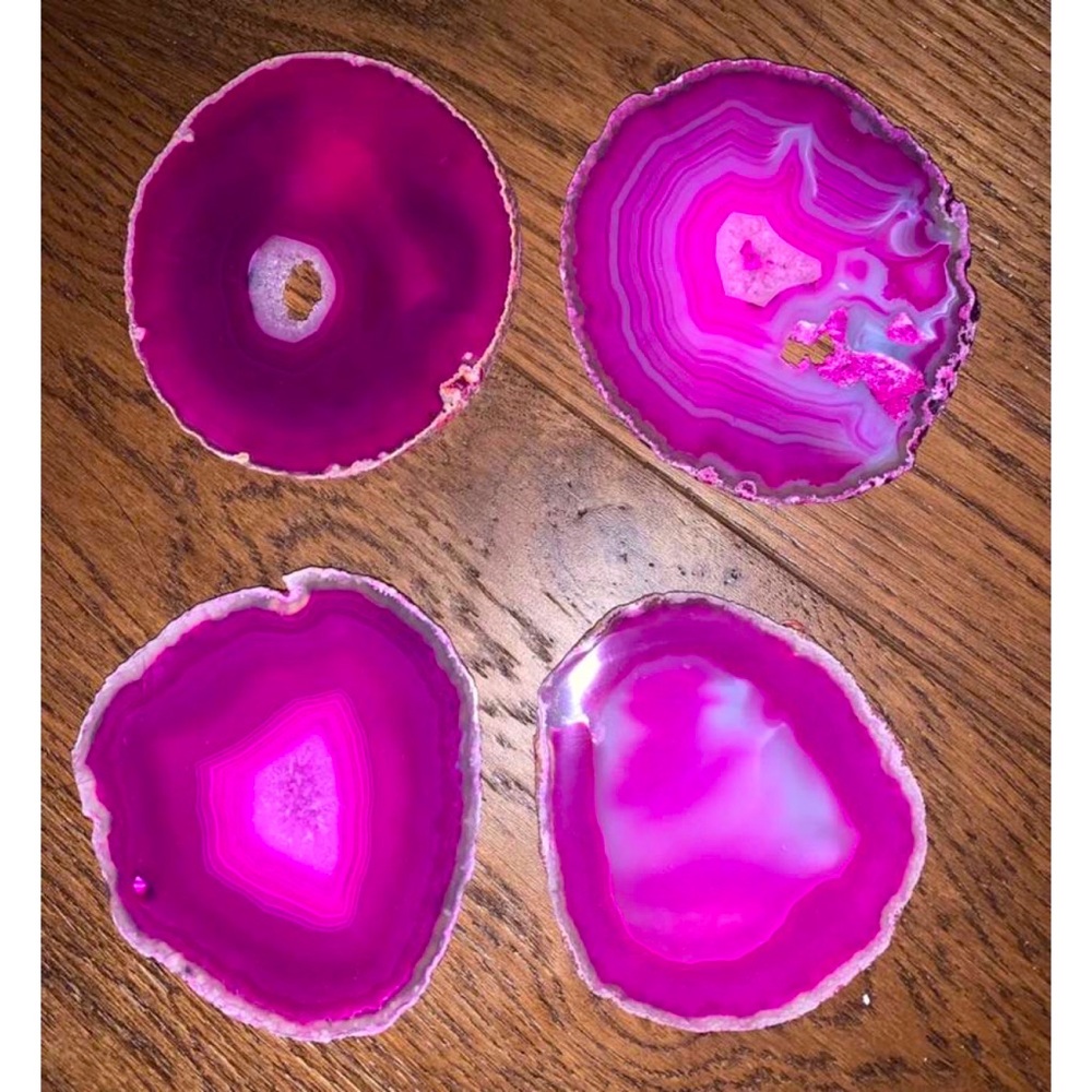 NEW West Elm Purple Pink Agate Asymmetric  Coasters Drink Holder Home Decor